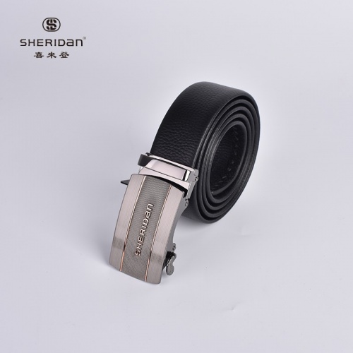 SHERIDAN 喜來(lái)登 男士皮帶男真皮層牛皮帶商務(wù)休閑平滑自動(dòng)扣腰帶板扣腰帶男皮帶 NL71051S 黑色