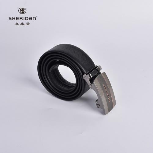 SHERIDAN 喜來(lái)登 男士皮帶男真皮層牛皮帶商務(wù)休閑平滑自動(dòng)扣腰帶板扣腰帶男皮帶 NL71051S 黑色